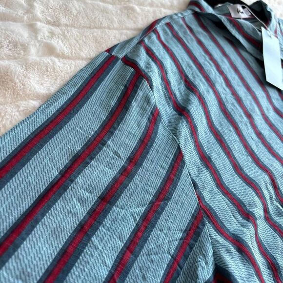 Vatpave Men’s Button Down Casual Short Sleeve Shirt Blue Red Striped XXL 2xl - Picture 5 of 6